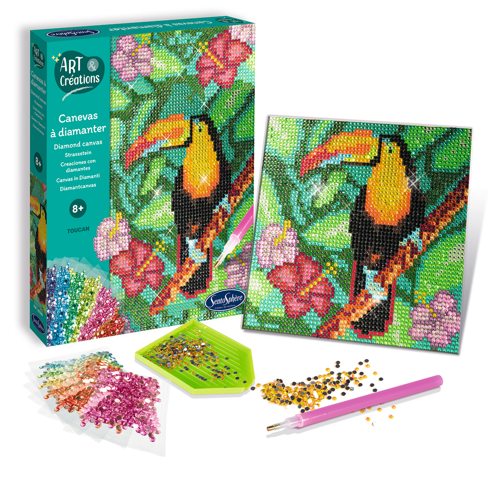 Kit d'art créatif DIY : Canevas à diamanter Toucan