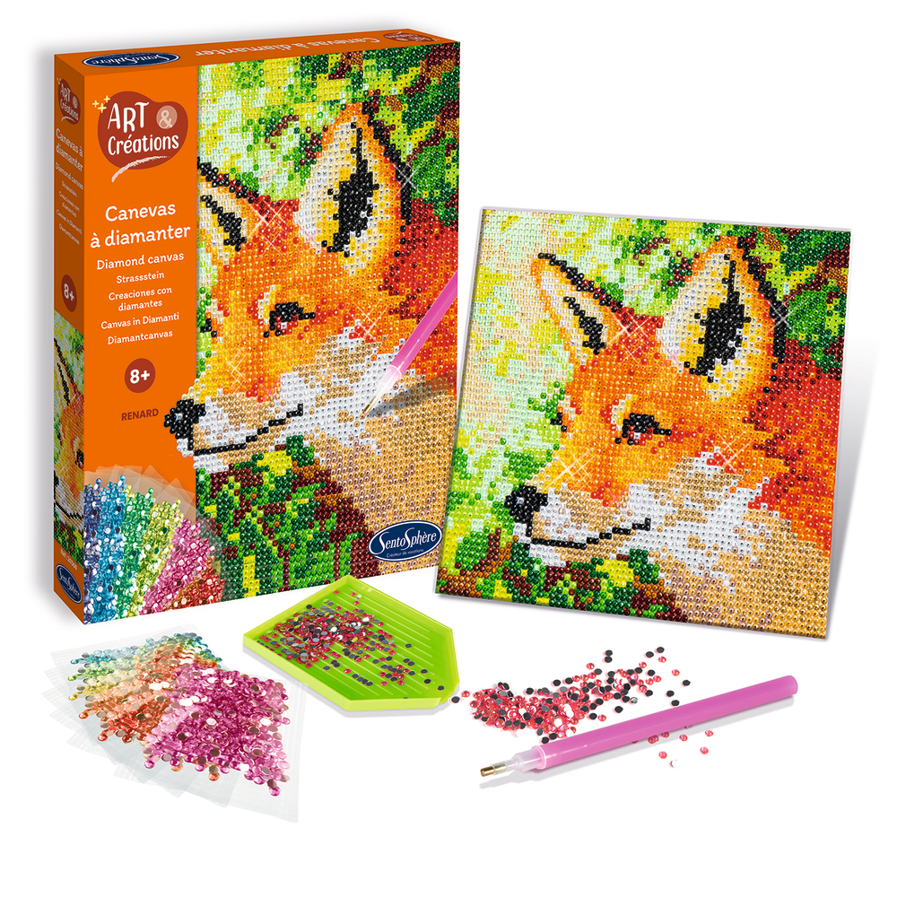 Kit d'art créatif DIY : Canevas à diamanter Renard