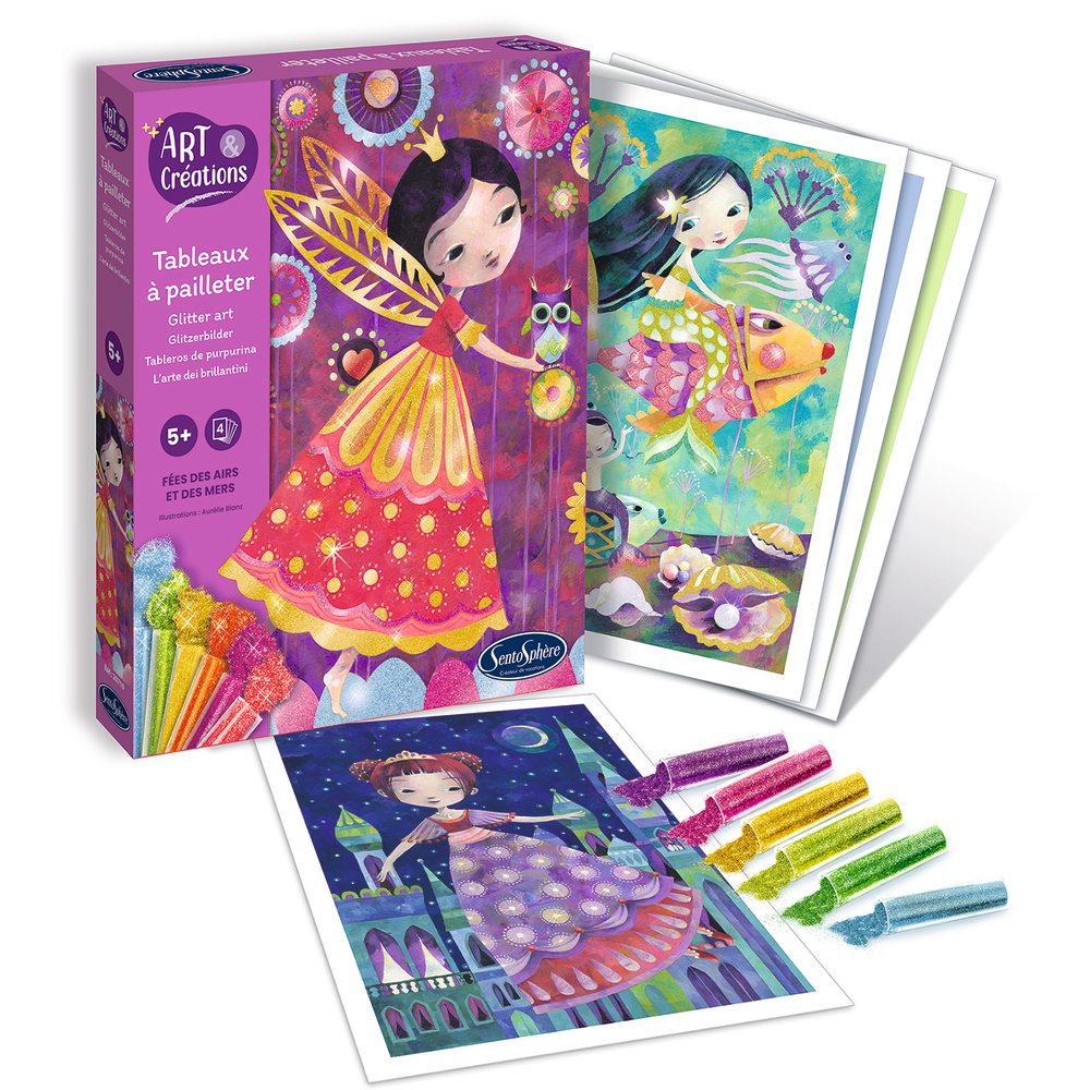 Tableaux à pailleter DIY Fées des airs et mers