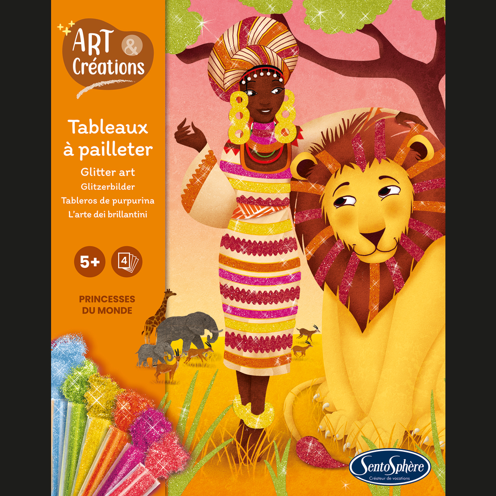 Tableaux à pailleter DIY Princesses du monde
