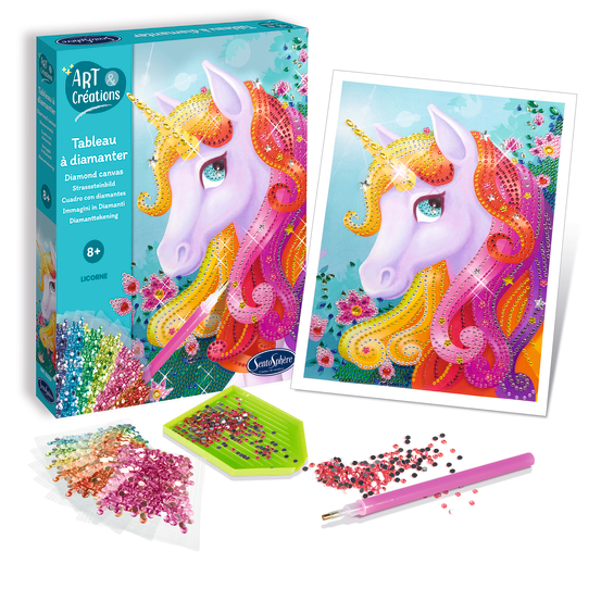 Kit d'art créatif DIY : Canevas à diamanter Licorne