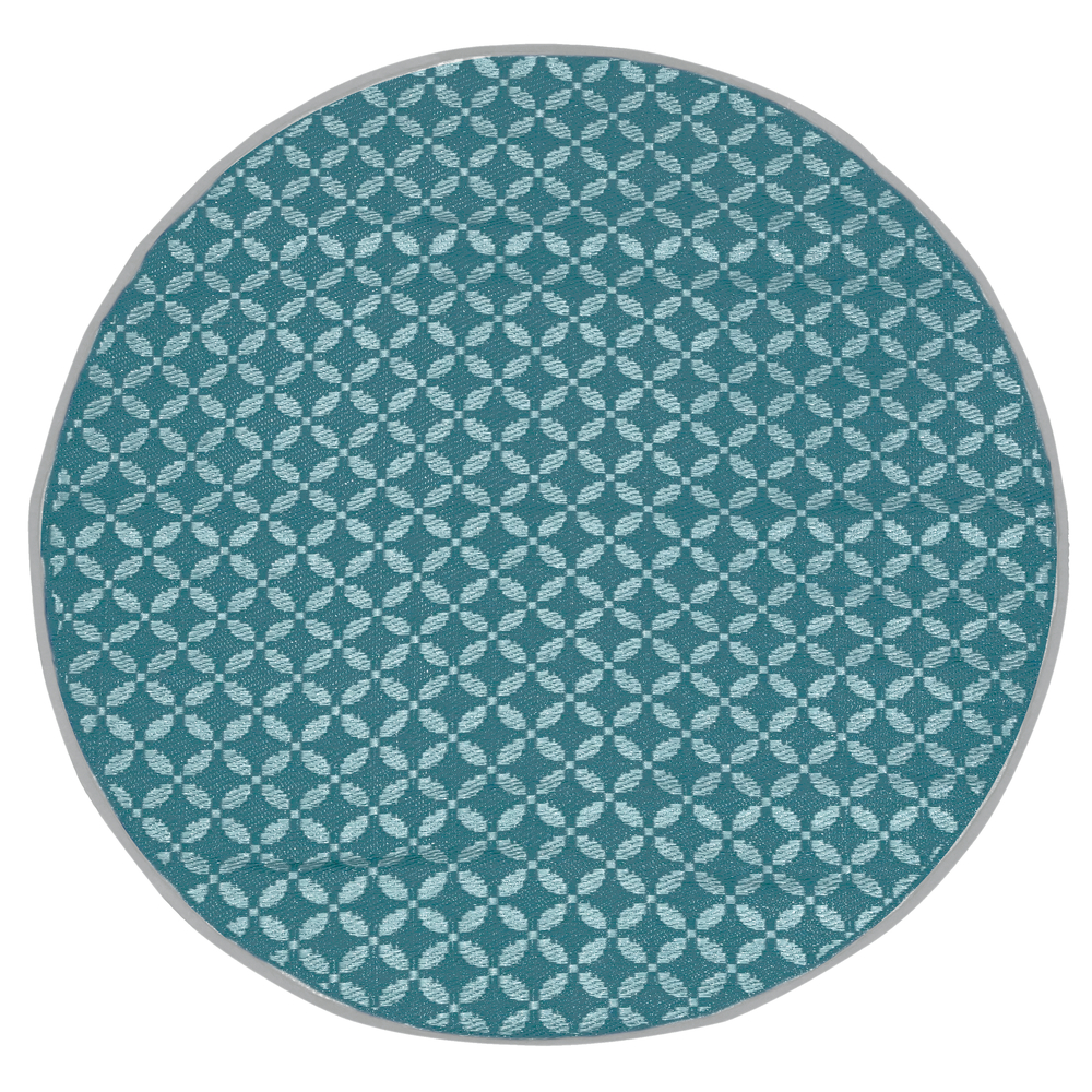 Tapis rond Jacquard SEVILLE réversible bleu 150cm