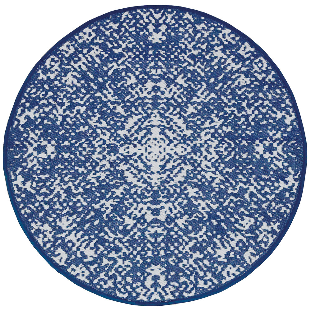 Tapis rond Jacquard JAIPUR réversible bleu 150cm