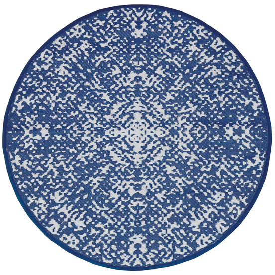Tapis rond Jacquard JAIPUR réversible bleu 150cm
