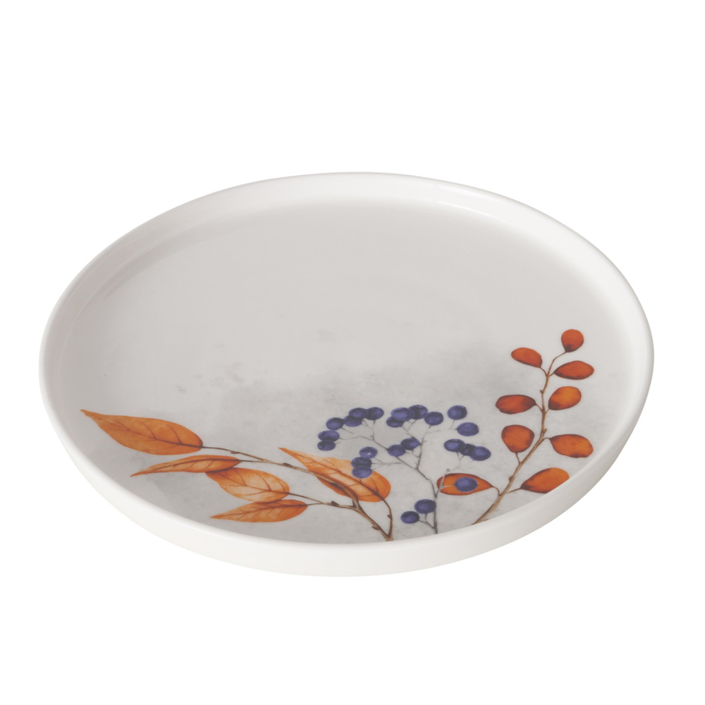 Assiette Brinja en céramique blanche Motif floral - D. 21 cm 