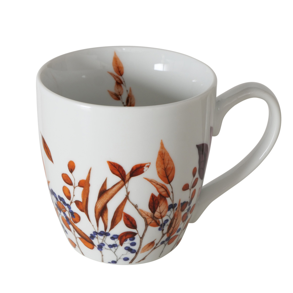 Tasse jumbo Brinja en céramique blanche Motif floral - D. 10 cm - x2
