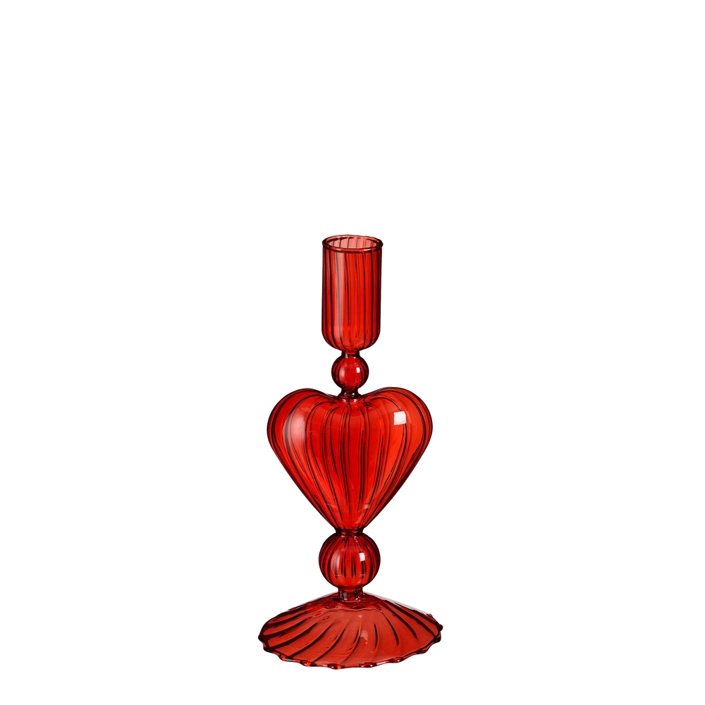 Bougeoir hazel rouge h 20 cm