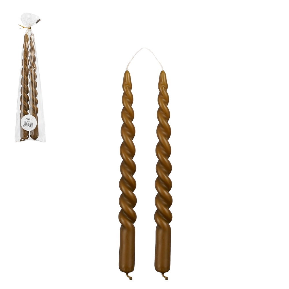 Bougie Twist marron H.29 cm D.2,2 cm - x 2 pièces