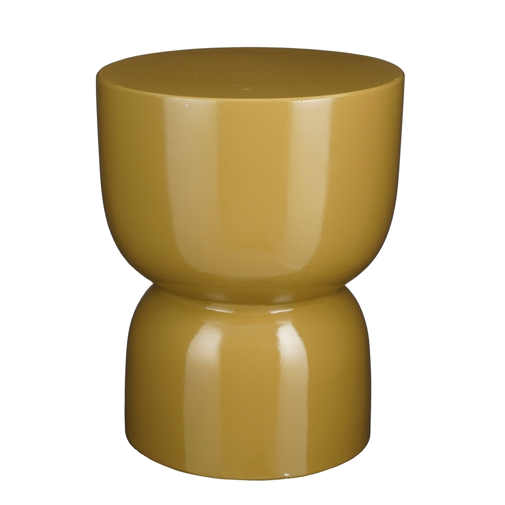 Table d'appoint en ciment jaune H.45x D.35 cm