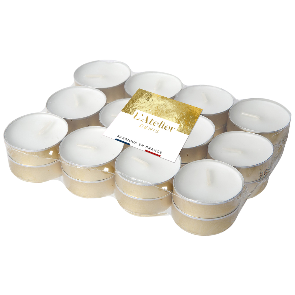 Lot de 24 bougies chauffe-plat, godet or