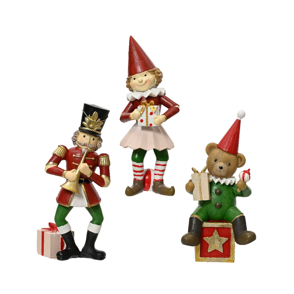 Figurine noël en polyrésine avec jouet h 21 cm