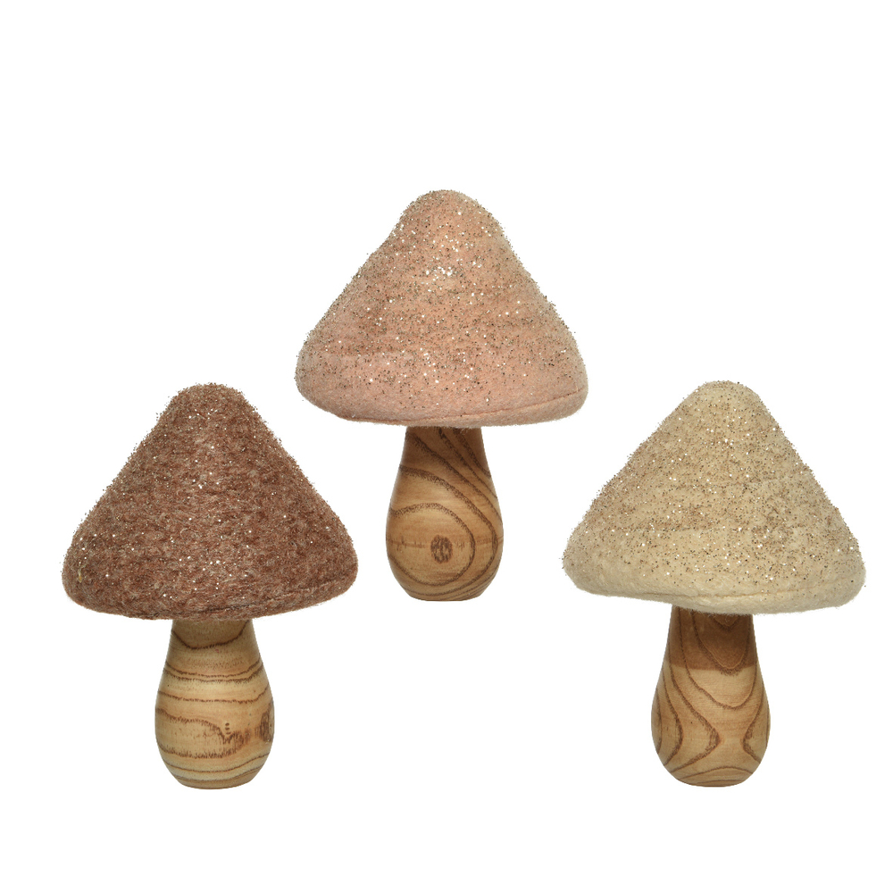 Décor Champignon bois et laine