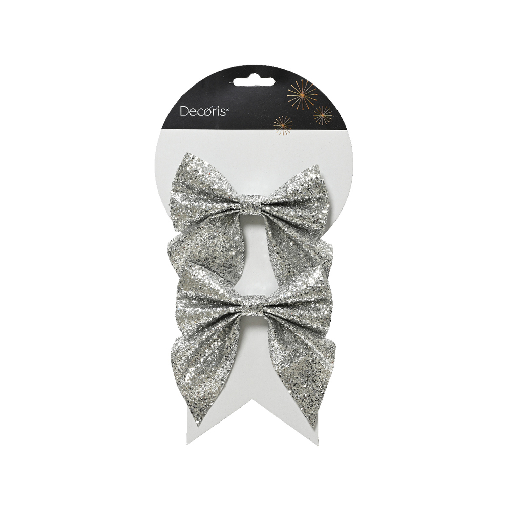 Noeud polyester argent 12x13x1 cm