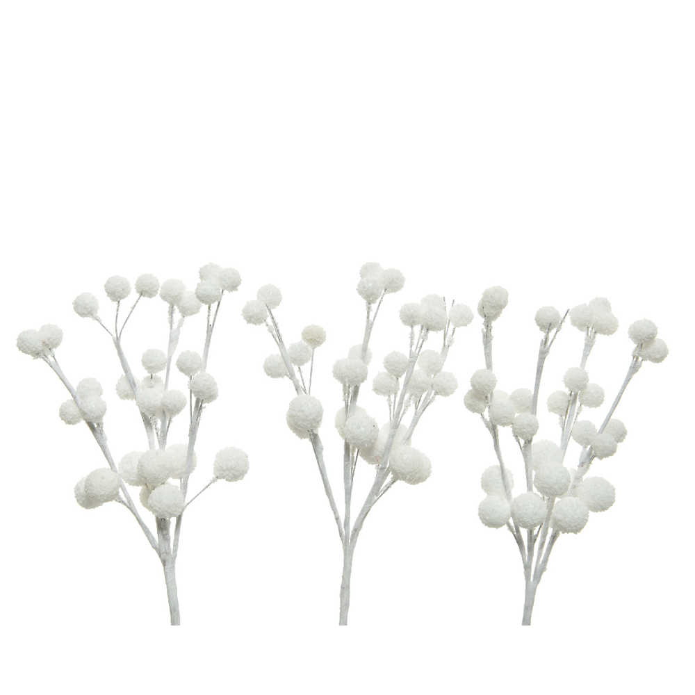 Branche baies spray mousse neige blanc L. 5 - H.15cm