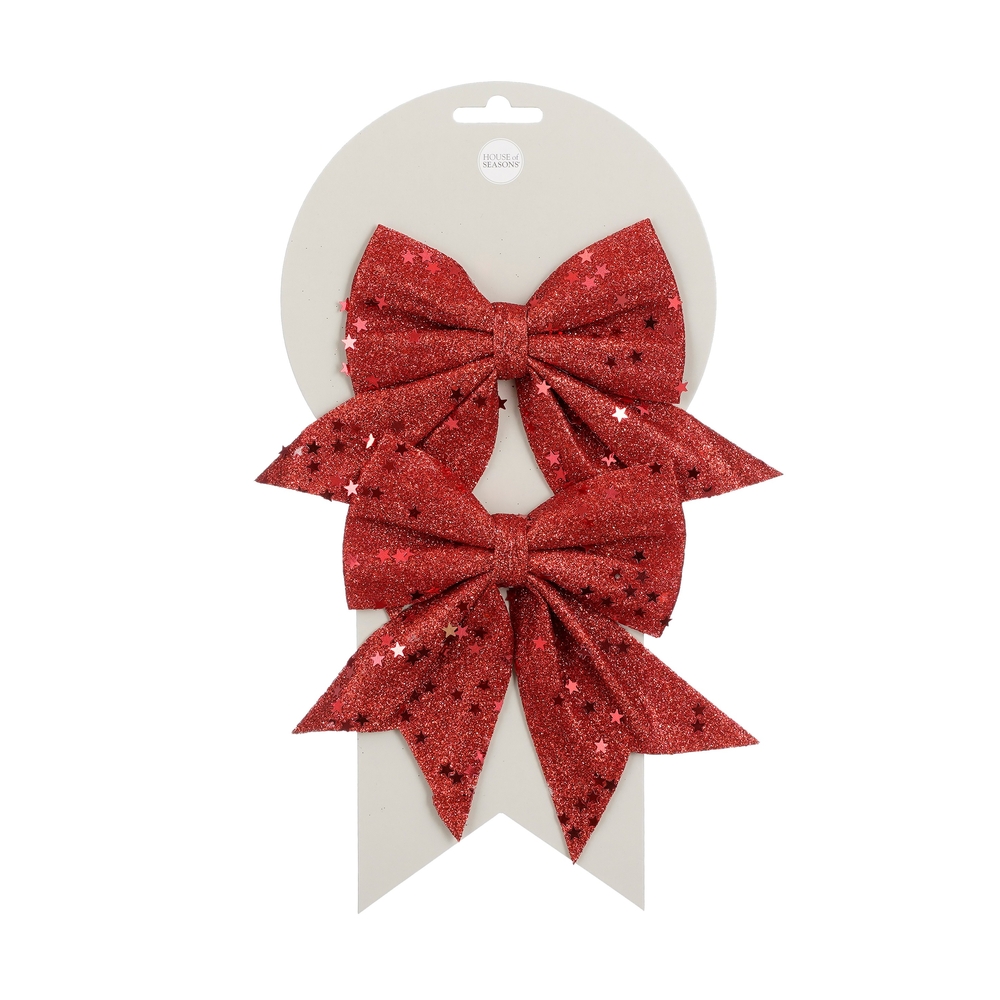 Nœud rouge L12XL13 cm x2