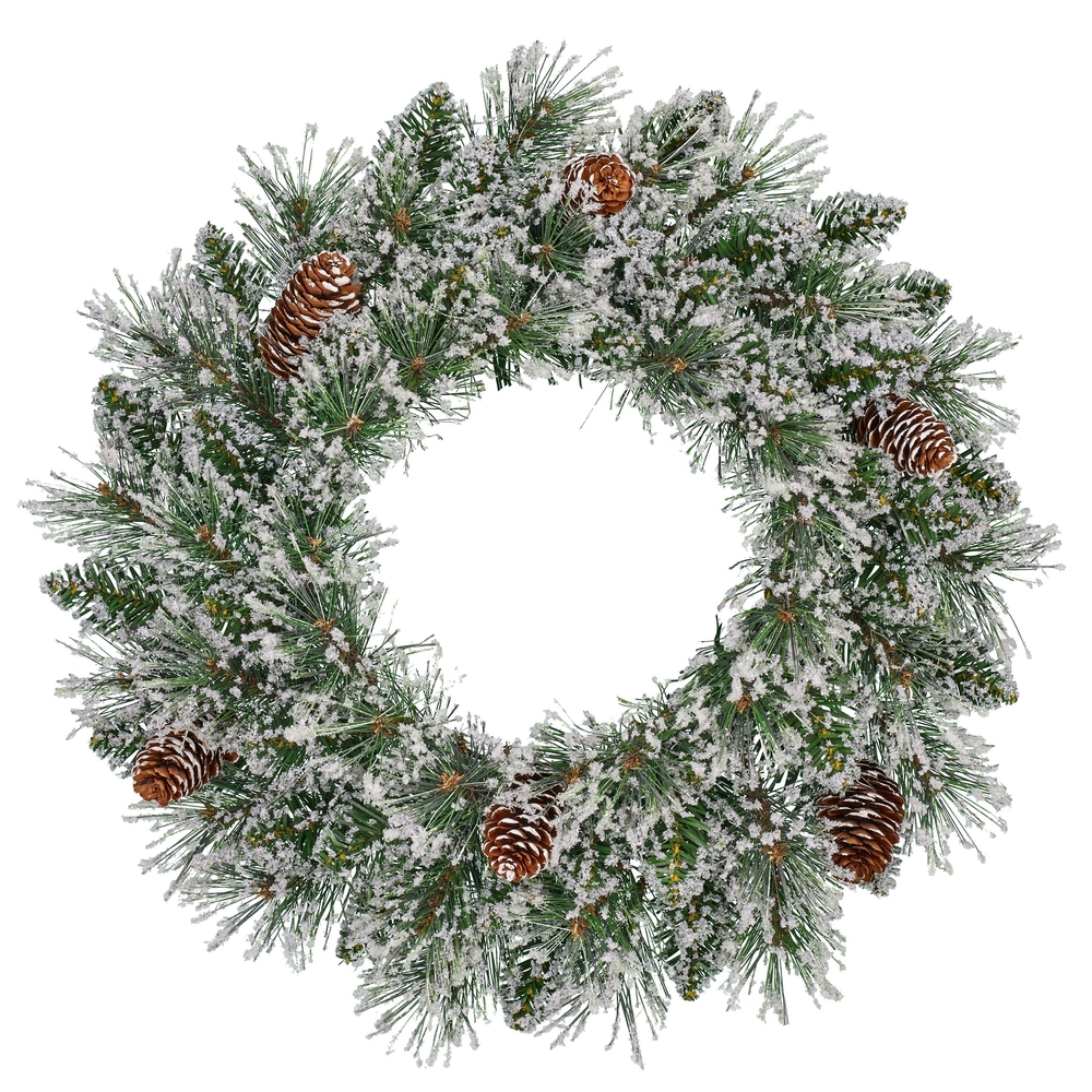 Couronne Vandans pour décoration de Noël verte givrée D.45 cm