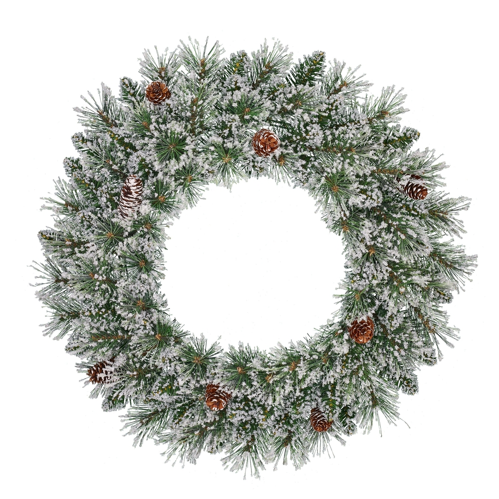 Couronne Vandans pour décoration de Noël verte givrée D.60 cm