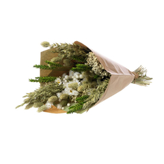 Bouquet de fleurs séchées L mix blanc/vert 