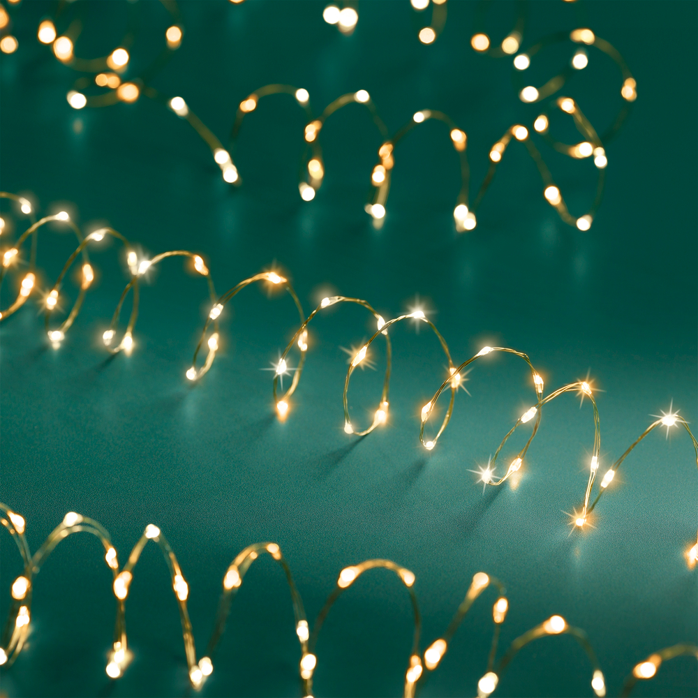 Guirlande lumineuse animée 378 micro-led, blanc chaud et froid - 6m