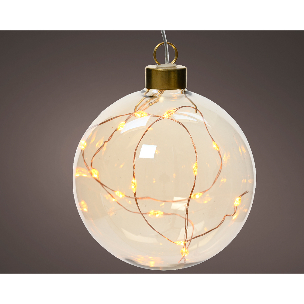 Décoration lumineuse Boule verre 30 micro LED blanc clair D.14 cm