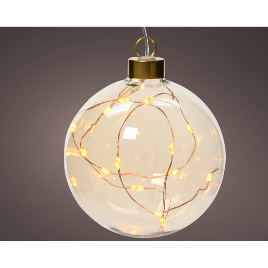 Décoration lumineuse Boule verre 40 micro LED blanc clair D.20 cm