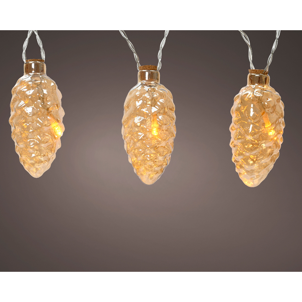 Décoration lumineuse Guirlande pomme de pin 8 Micro LED L.175 cm