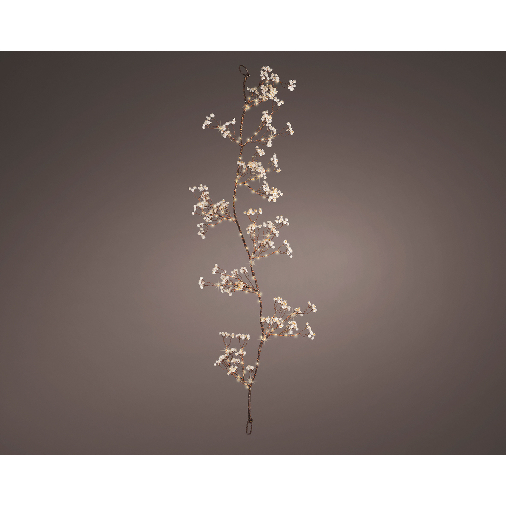 Décoration lumineuse Branche gypsophile 100 LED blanc chaud L.120 cm