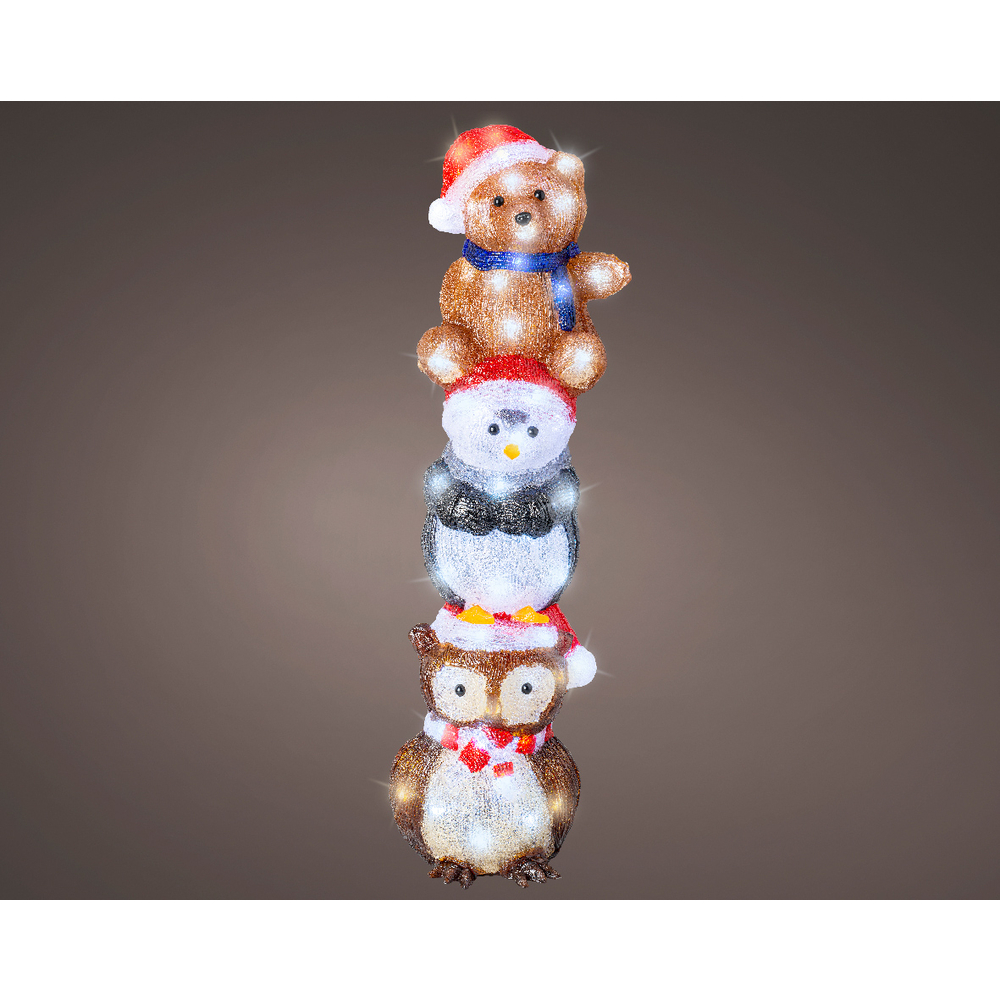 Décoration lumineuse de Noël Animaux empilés 80 LED - H.63cm