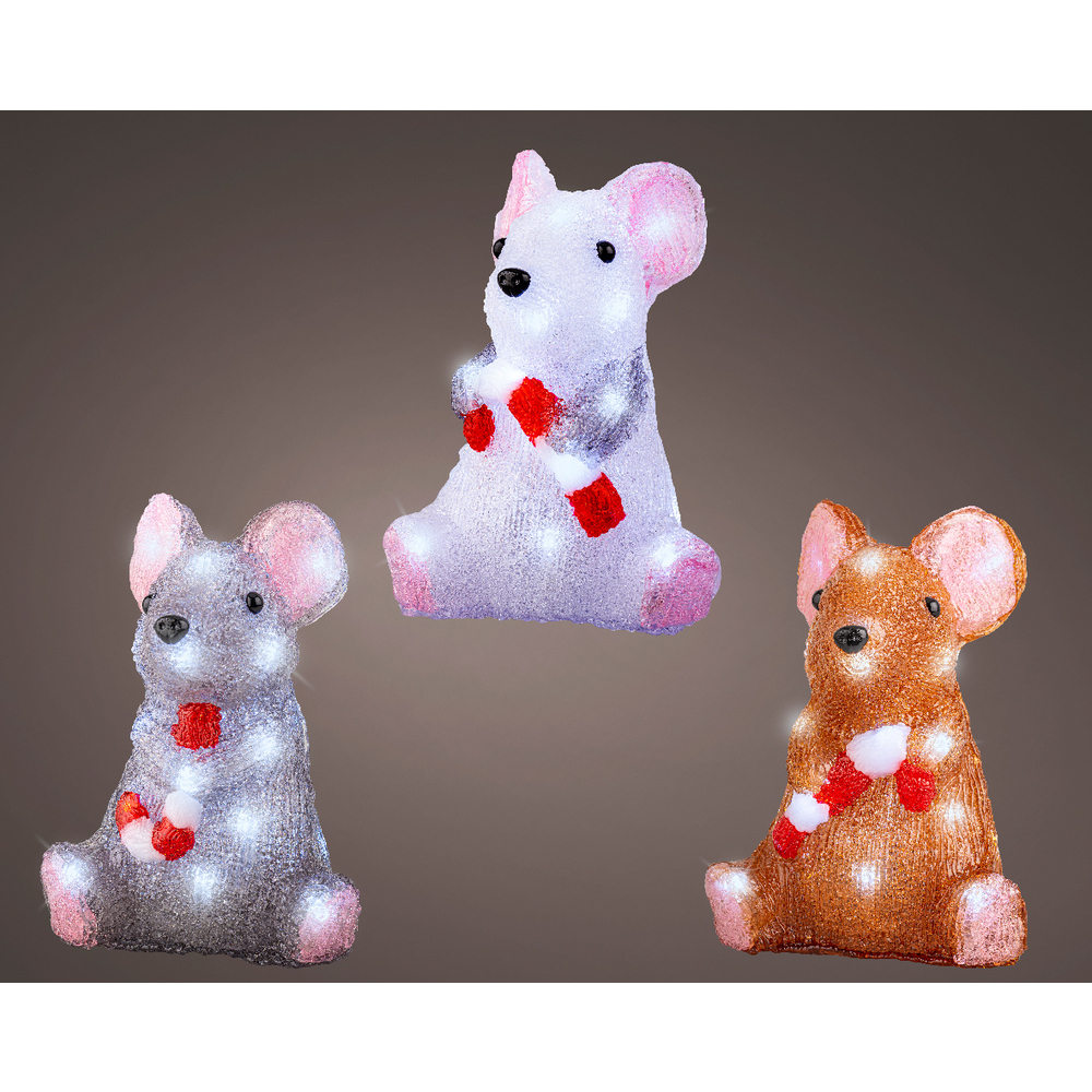 Décoration lumineuse de Noël, Souris 20 LED - H.19,5cm