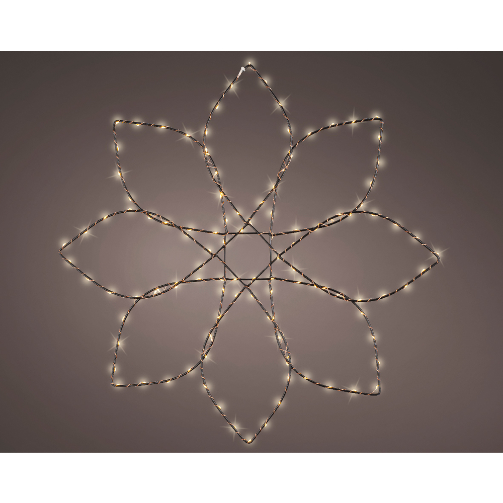 Décoration lumineuse Fleur LED blanc clair et cordon noir - D.58cm