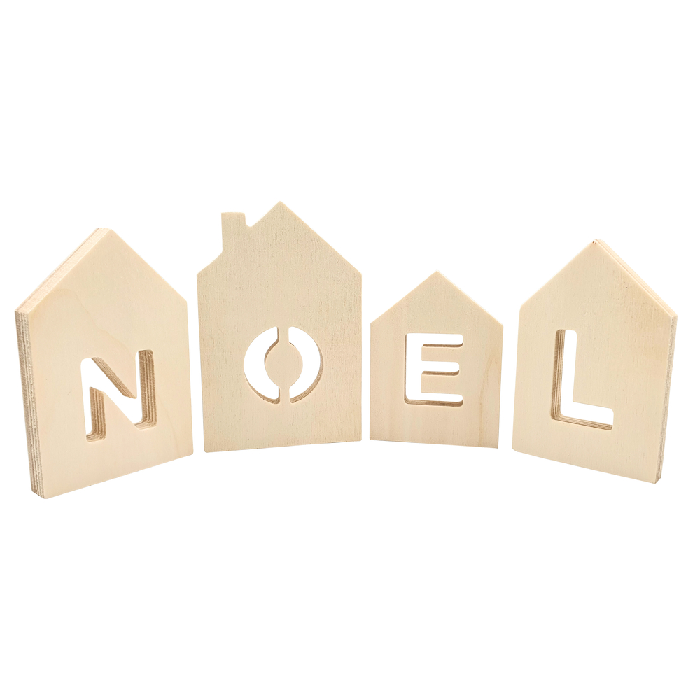 Maisons avec les lettres Noël à décorer 13 cm