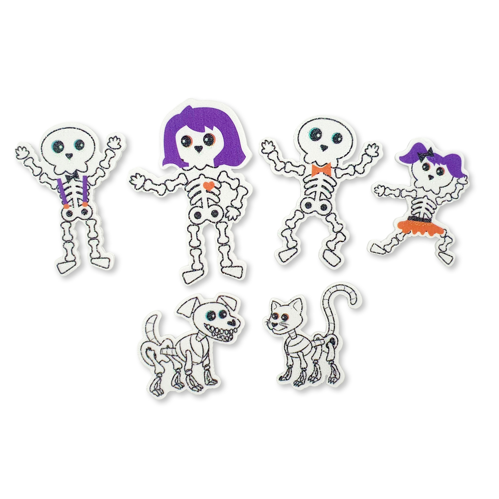 Stickers Squelette en Mousse d'Halloween L 7.5 l 4.5 cm - 12 pièces