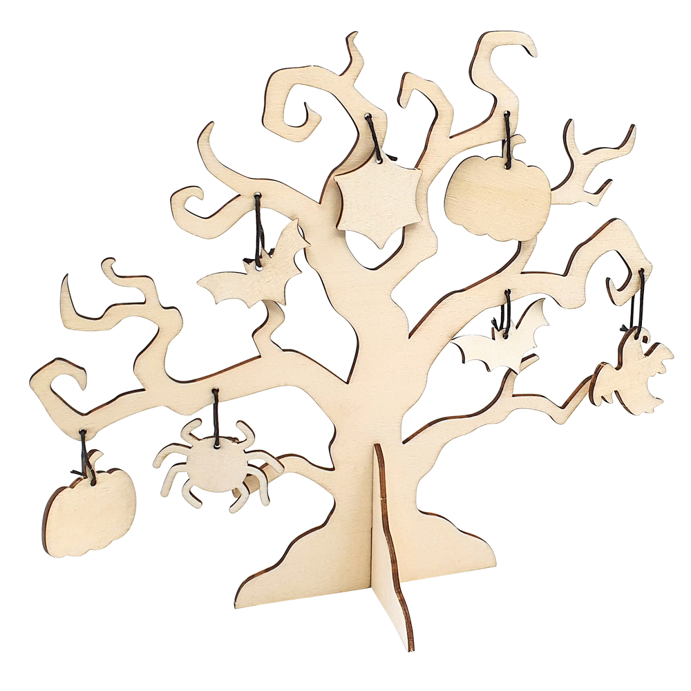 Arbre en bois effrayant d'Halloween L.22.5 cm H.20,8 cm