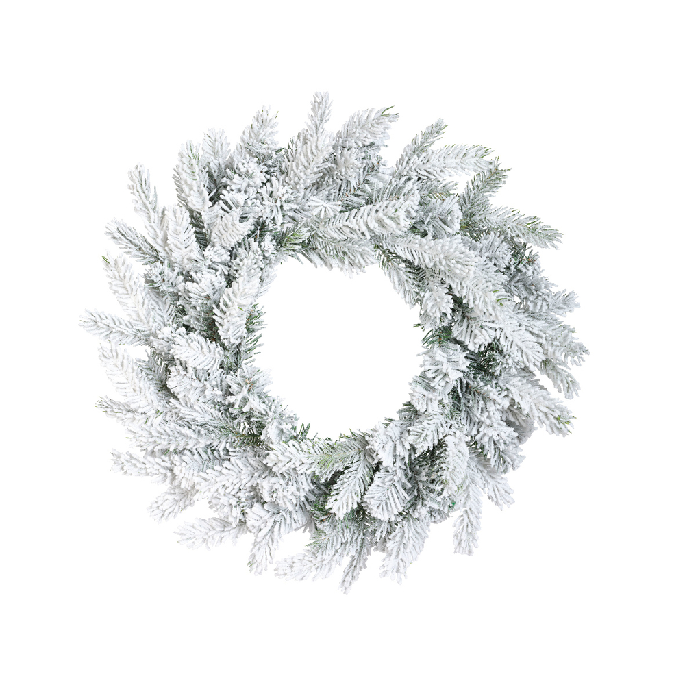 Couronne de Noël Grandis givrée verte et blanche D.50 cm