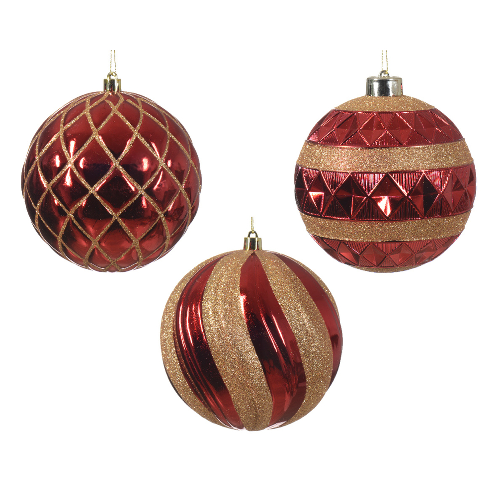 Boule de Noël, coloris rouge/bronze - D.12cm