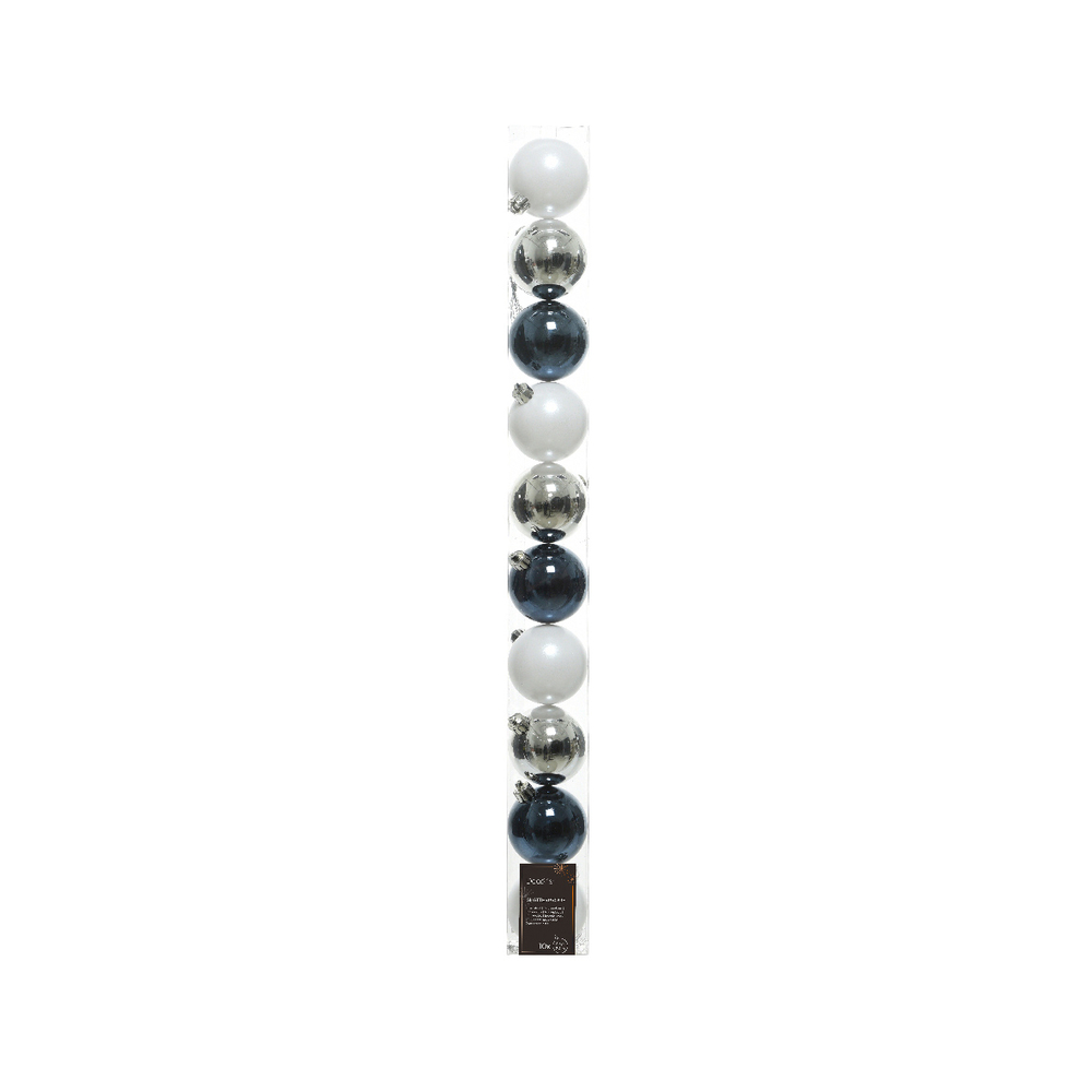 Boules incassable bleu blanc argent D 6 cm x 10