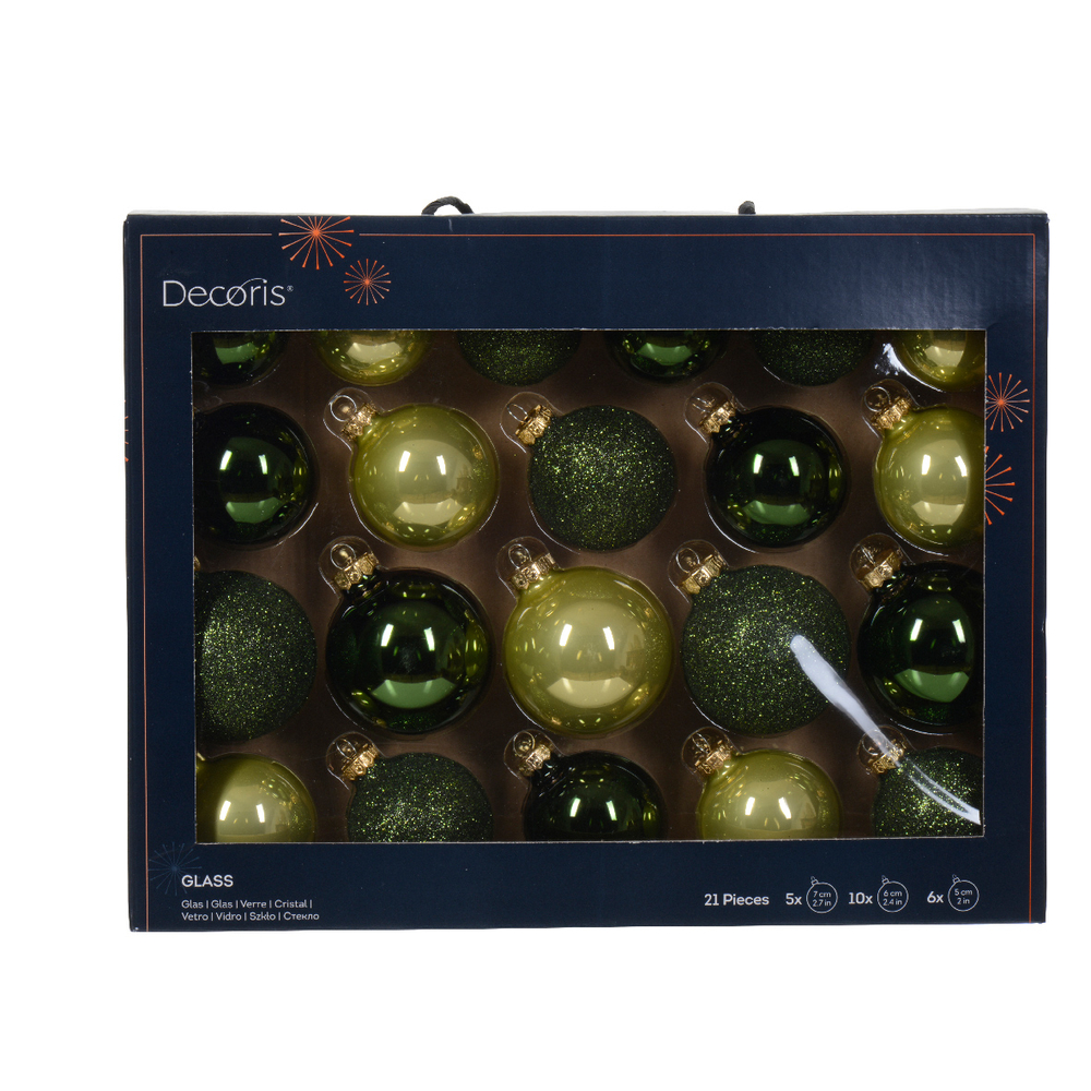 Boule verre brillante paillettes  D 7 cm x21