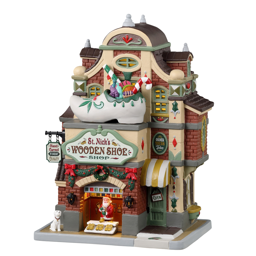 Magasin de chaussures en bois de St. Nick pour village de Noël