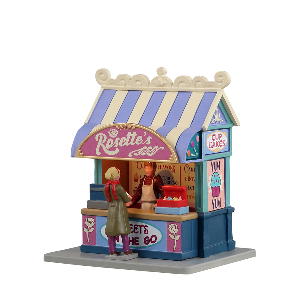 Scène bar à desserts rosette pour village de Noël