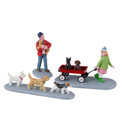 Figurine La parade des chiots pour village de Noël