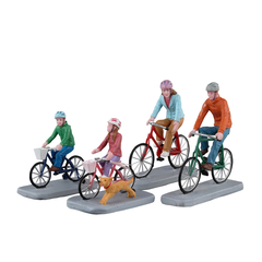 Figurine Balade à vélo en famille pour village de Noël