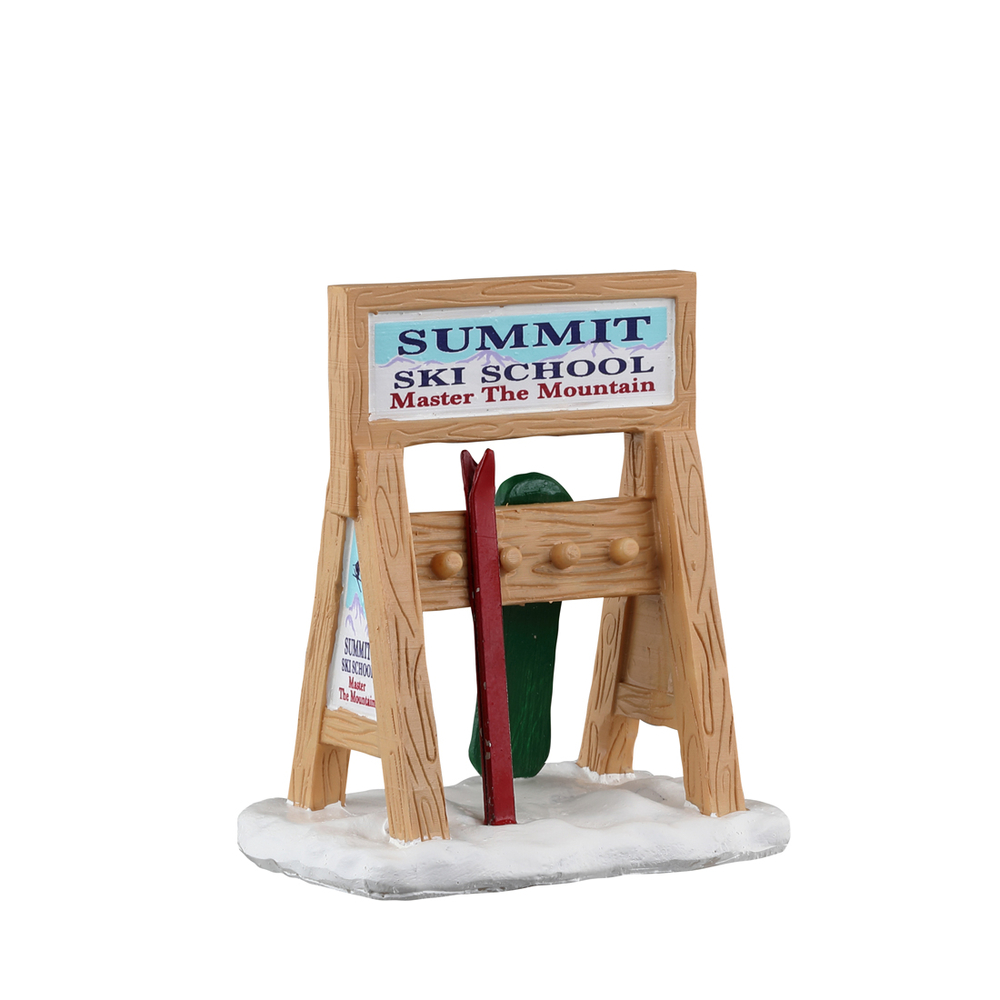 Figurine Panneau de porte-skis pour village de Noël