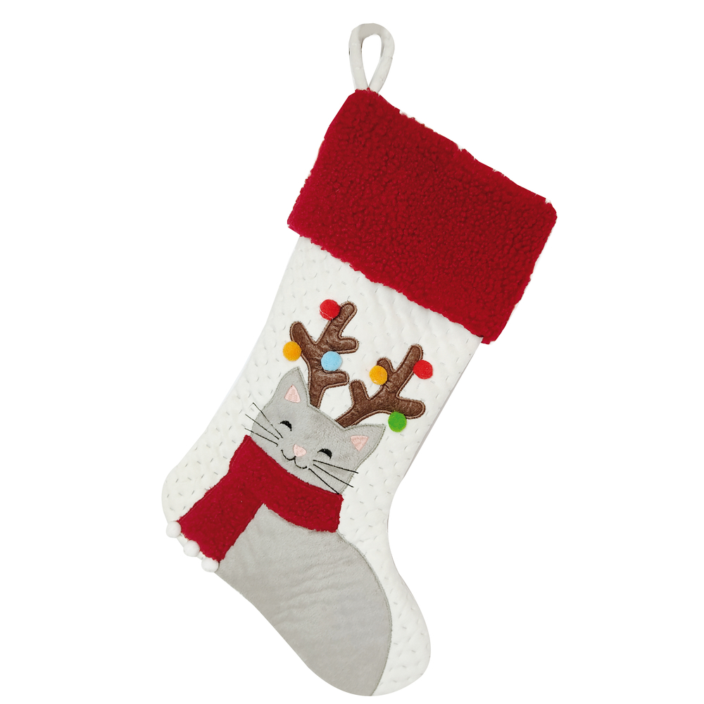 Chaussette de Noël à suspendre pour chat 44x28cm
