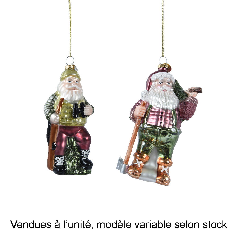 Suspension pour sapin : Père Noël en verre - 6,8x8,8xH.13cm
