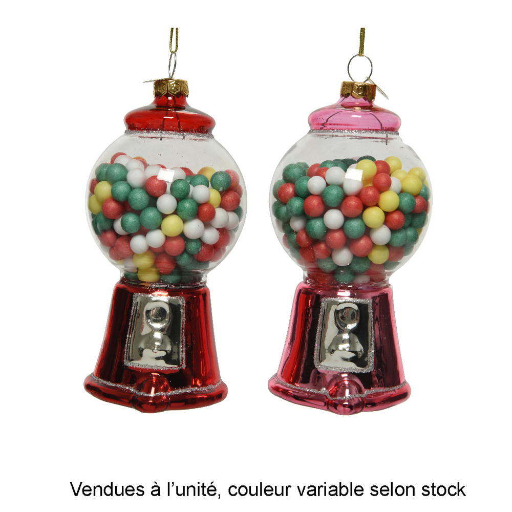 Suspension de Noël en verre : machine à bonbons - H.10,5cm