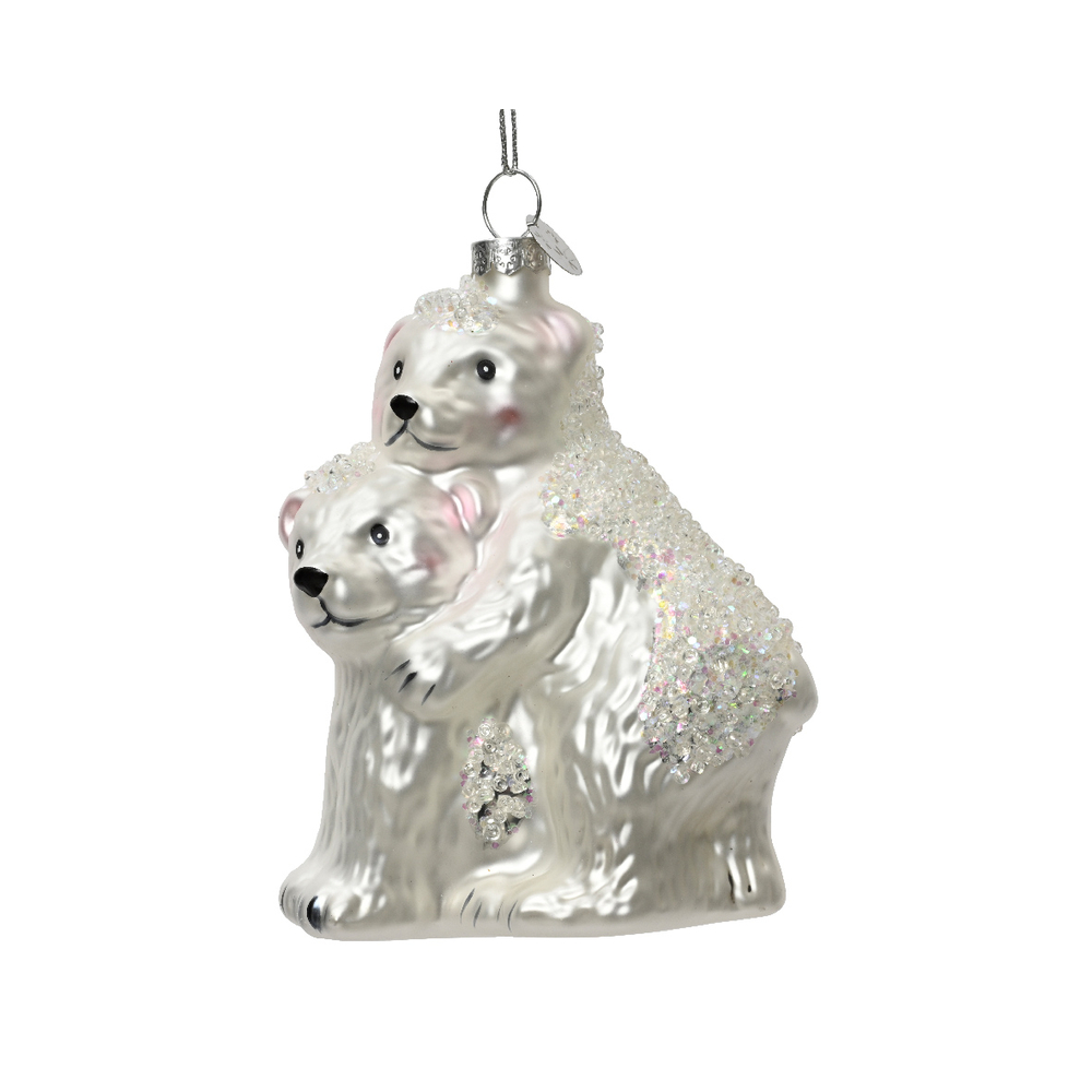 Suspension de Noël en verre : ours - H.10,2cm