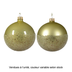 Boule de Noël en verre : bas ballotine pistache - D.8cm