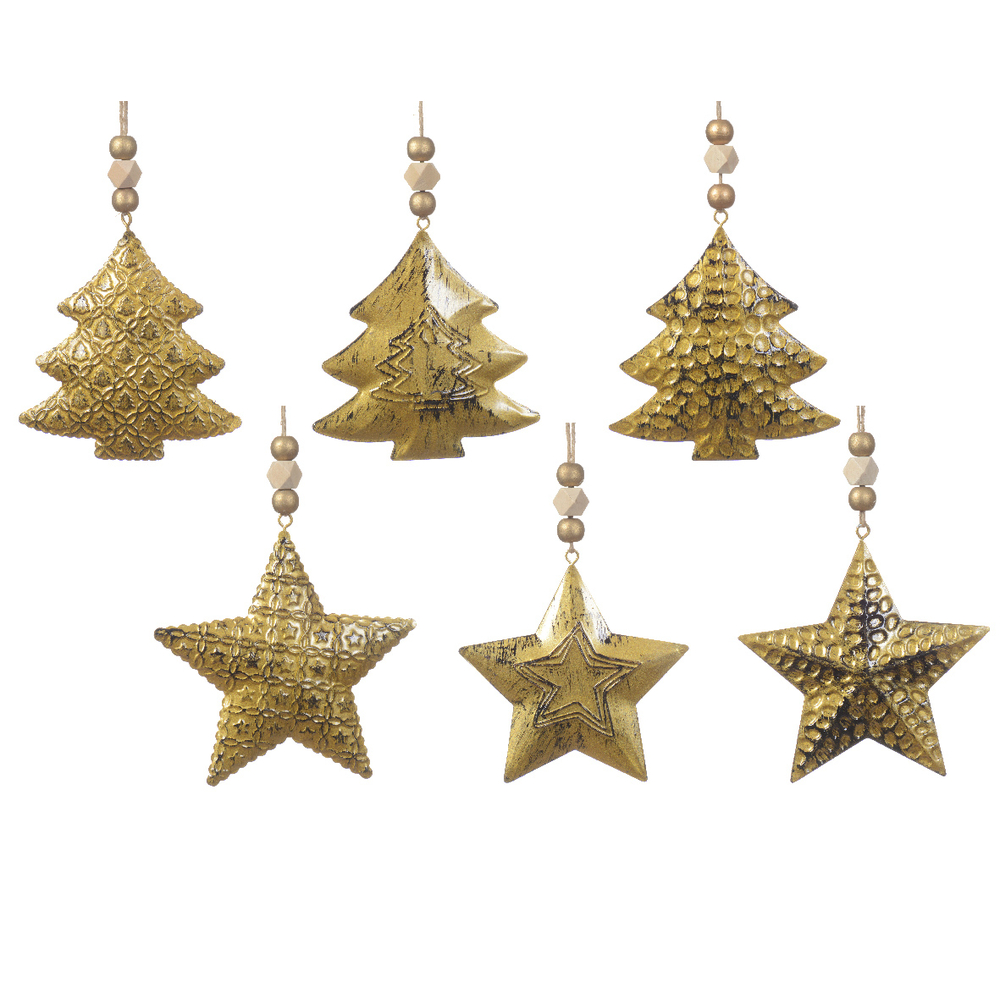 Suspension en métal or vieilli or 10x14 cm