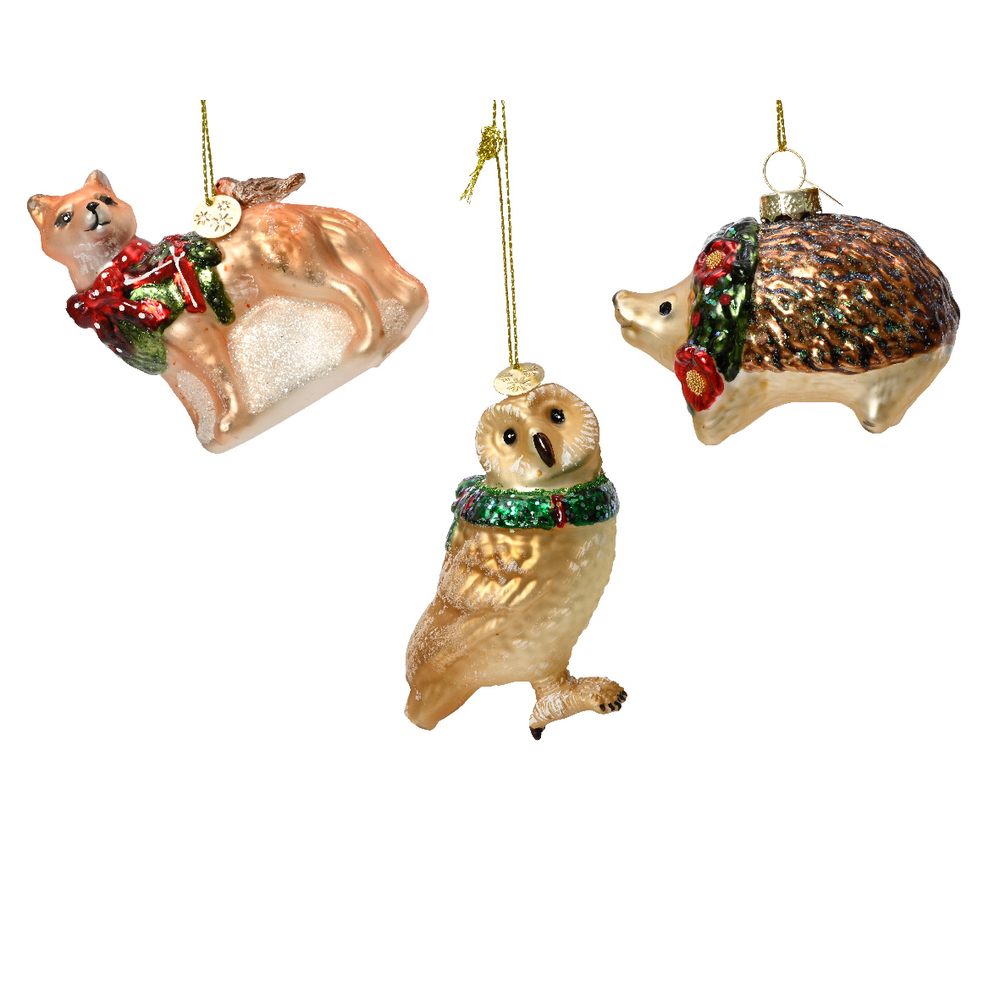 Suspension animaux verre H 7 cm mixte