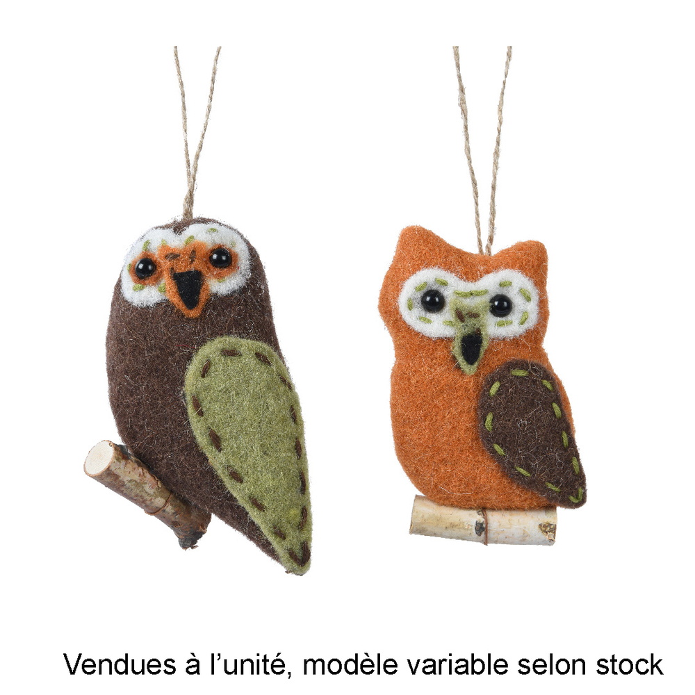 Suspension de Noël en laine : chouette - H.57xl.13cm